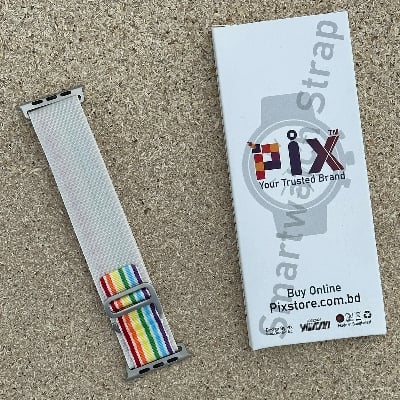 Picture of Apple Watch Strap Belt Nylon Strip Apple Alpine Metal lock Band For 49/45/44/42mm Customize Apple Watch with Stylish nylon belt strap for apple loop (Small Rainbow,Freesize)