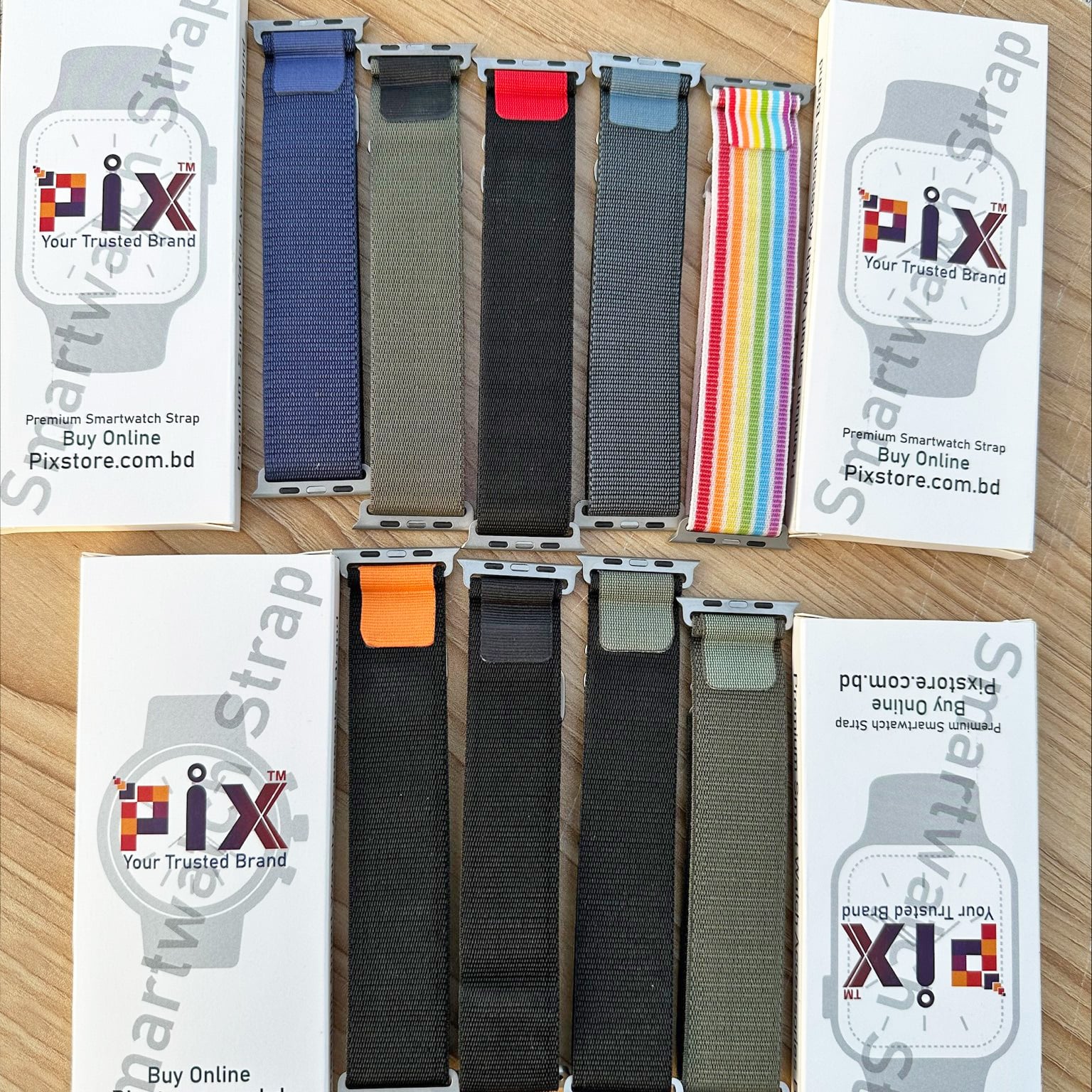 Picture of Apple Watch Strap Belt Nylon Strip Apple Alpine Metal lock Band For 49/45/44/42mm Customize Apple Watch with Stylish nylon belt strap for apple loop (Small Rainbow,Freesize)