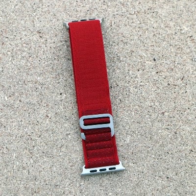 Picture of Apple Watch Strap Belt Nylon Strip Apple Alpine Metal lock Band For 49/45/44/42mm Customize Apple Watch with Stylish nylon belt strap for apple loop (Chines Red Jori,Freesize)
