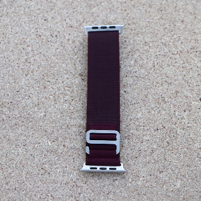 Picture of Apple Watch Strap Belt Nylon Strip Apple Alpine Metal lock Band For 49/45/44/42mm Customize Apple Watch with Stylish nylon belt strap for apple loop (Wine Red,Freesize)