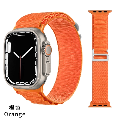 Picture of Apple Watch Strap Belt Nylon Strip Apple Alpine Metal lock Band For 49/45/44/42mm Customize Apple Watch with Stylish nylon belt strap for apple loop (orange,Freesize)