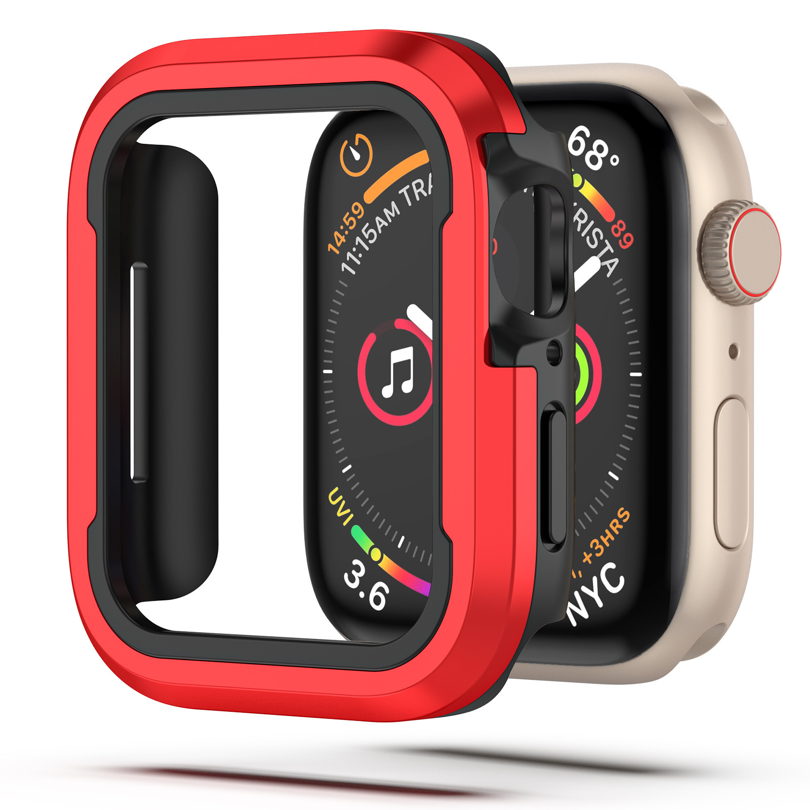 Picture of For Apple Watch Ultra Series 8, 49 mm Dual Layer Aluminum Alloy Soft Tpu Shockproof Watch Protection Bumper Case (Red)