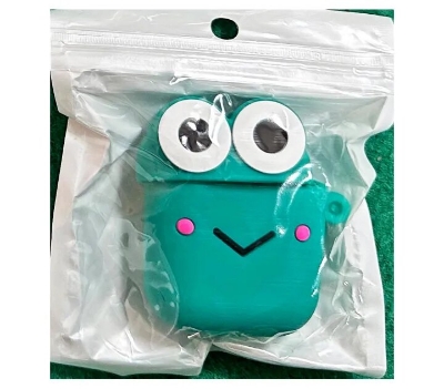 Picture of For Apple AirPods 2 Cute Cartoon Soft Silicone Skin Case Cover - Airpods 2 Case cover, Apple Airpods 2 earphone cover with  metal hook - Cute Case for Airpods  2 (Light Green)