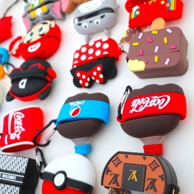 Picture of Airpod Pro Marvel Character Super Man, Spiderman, Venom, Groot, Super mario airpod pro 2 case Wireless Bluetooth Headset Silicon protective artificial cartoon cover case (only cover) (Pepsi)
