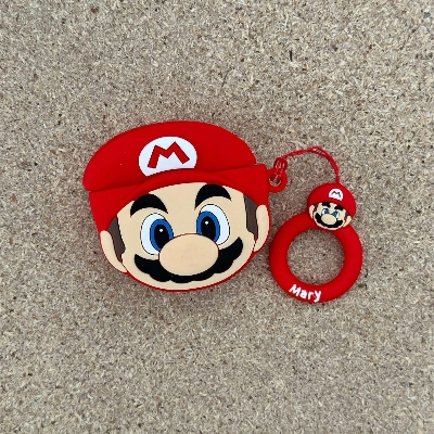 Picture of Airpod Pro Marvel Character Super Man, Spiderman, Venom, Groot, Super mario airpod pro 2 case Wireless Bluetooth Headset Silicon protective artificial cartoon cover case (only cover) (Mario Character)