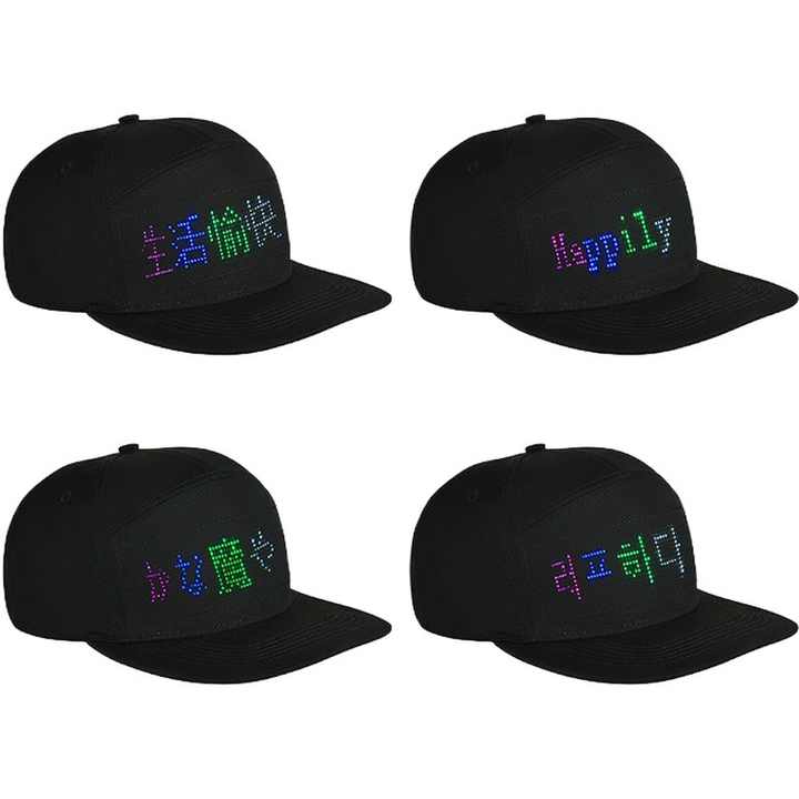 Picture of Fashionable Men/Women Wireless Bluetooth Party LED Display Baseball Cap- Mobile Phone APP Control Luminous Scrolling Message Display LED Cap Hat (Black,Int: One size)