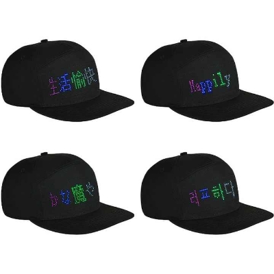 Picture of Fashionable Men/Women Wireless Bluetooth Party LED Display Baseball Cap- Mobile Phone APP Control Luminous Scrolling Message Display LED Cap Hat (Black,Int: One size)