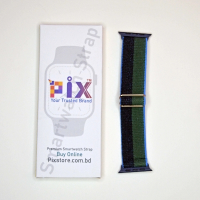 Picture of Pix Apple Watch New Color Braid Solo Loop Nylon Elastic Strap for 42/44/45/49mm-Official Colorful Braided Nylon Elastic Solo Loop Replacement Band For Apple Watch (Moss Green Bucket,M)