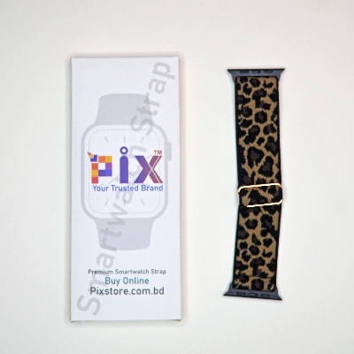 Picture of Pix Apple Watch New Color Braid Solo Loop Nylon Elastic Strap for 42/44/45/49mm-Official Colorful Braided Nylon Elastic Solo Loop Replacement Band For Apple Watch (Leopard Bucket,M)