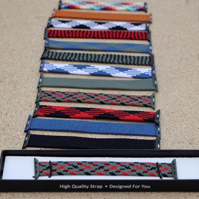 Picture of Pix Apple Watch New Color Braid Solo Loop Nylon Elastic Strap for 42/44/45/49mm-Official Colorful Braided Nylon Elastic Solo Loop Replacement Band For Apple Watch (Leopard Bucket,M)