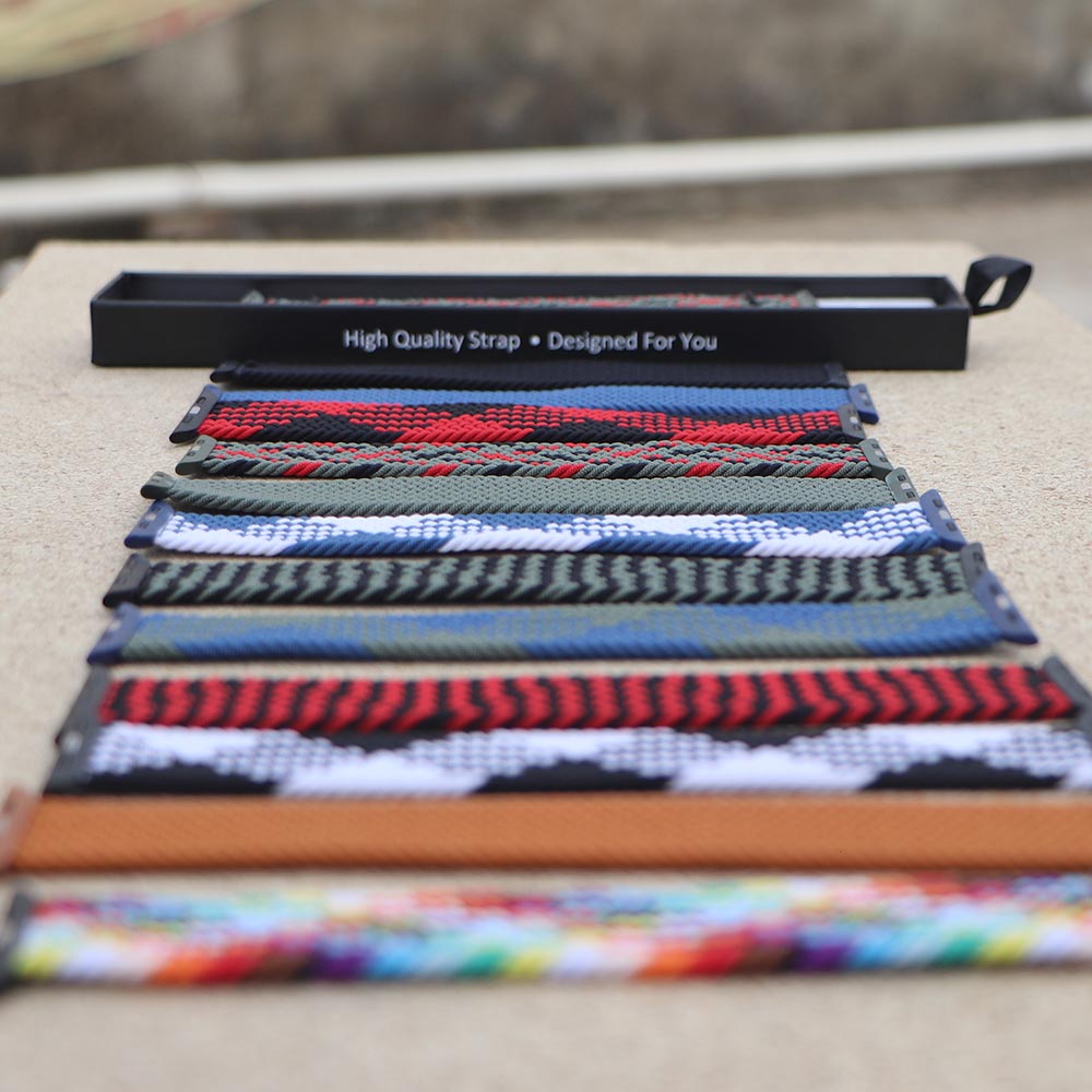 Picture of Pix Apple Watch New Color Braid Solo Loop Nylon Elastic Strap for 42/44/45/49mm-Official Colorful Braided Nylon Elastic Solo Loop Replacement Band For Apple Watch (Leopard Bucket,M)