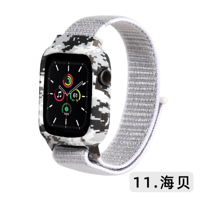 Picture of Pix Apple Watch Nylon Strap + Case for 38/40 mm-2 In 1 Case + Nylon Strap For Apple Watch-Ring Bracelet Replacement Strap With Designer Case for 38/40 Apple Watch (38/40 mm White,Freesize)