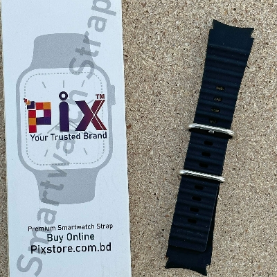 Picture of Pix 20mm Samsung Galaxy Watch Strap 4/5/6 Marine Silicone Strap Replacement Band For Samsung Galaxy Watch Belt (Black,Freesize)