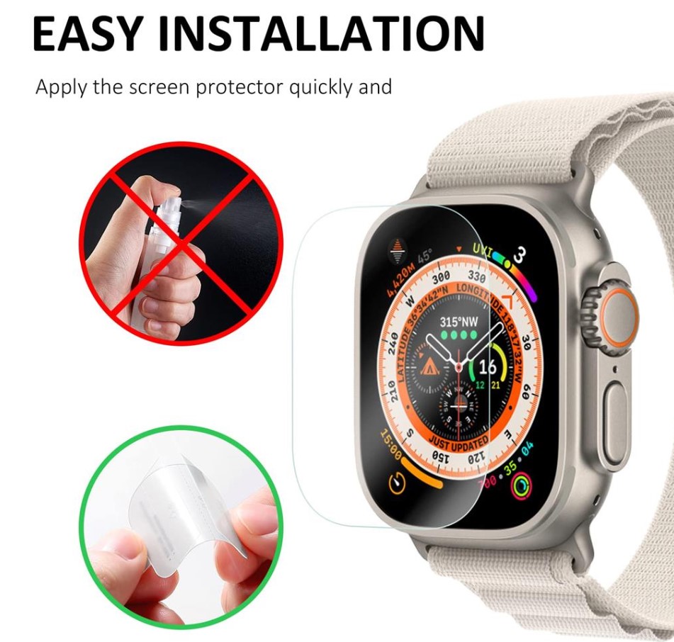 Picture of T800 Ultra Soft Clear Screen Protector - KD99, H10 Ultra, Z66, TS8 Ultra 8 Series 45/46/47mm Watch Soft Watch Screen Protector 45mm (1 pcs)