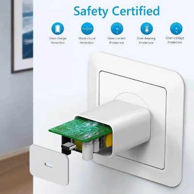 Picture of Pix Apple iPhone Fast Charger 20W PD Fast Charging Power Adapter 20W USB C 2 PIN And 3 Pin (Optional) UK Fast Charger- 20W USB-C Power Adapter support iPhone6/7/8/ X,XR,XS,XS Max,11,12,13,14,15 (White 3 Pin UK,Apple)