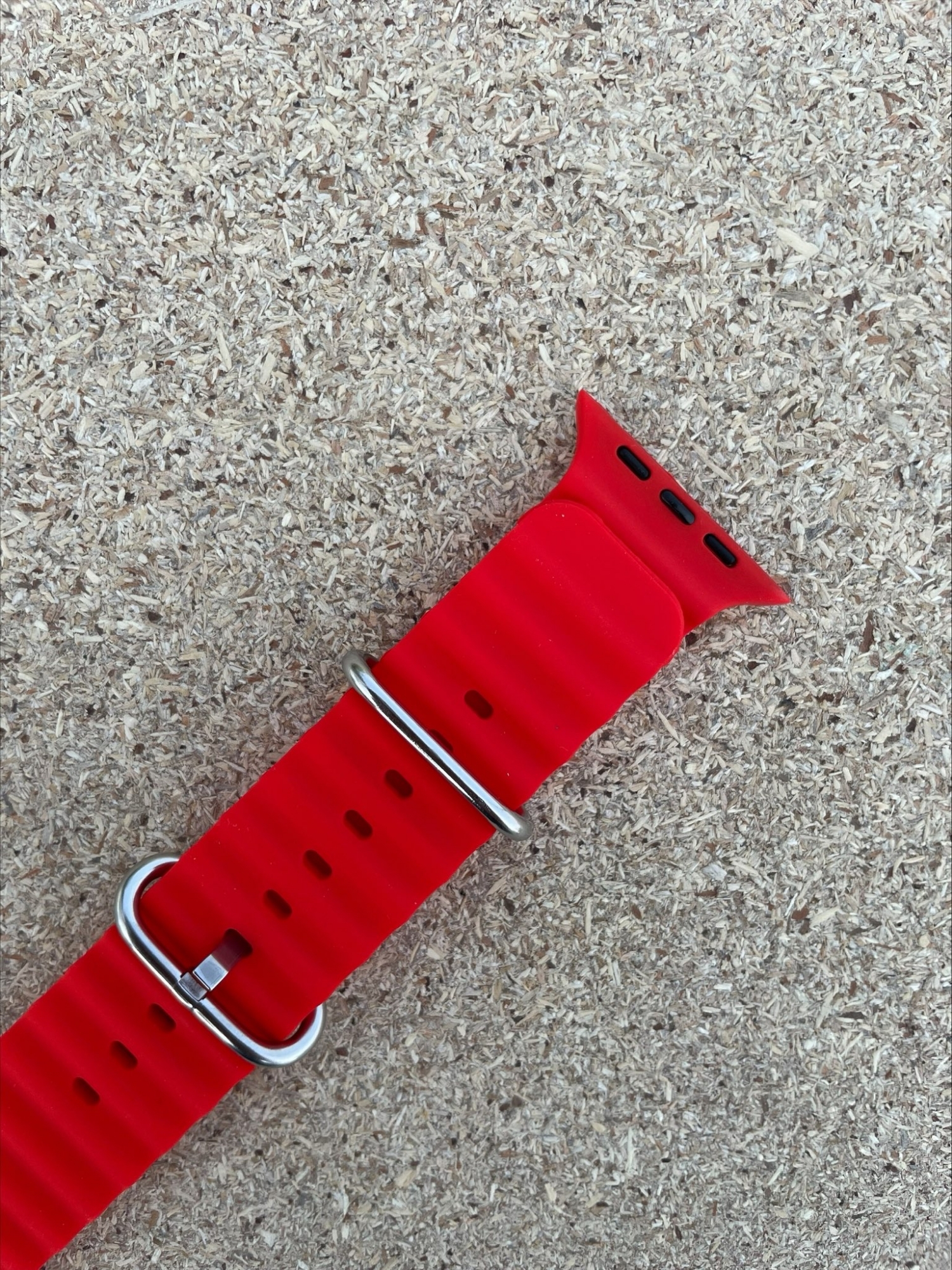 Picture of Pix Apple Watch Silicone Ocean Band/Strap-41/40/38mm New Designer Silicone Stainless Steel Luxury Apple Smart Watch Bands/Strap-Replacement Ocean Band For Apple Watch (Red 41/40/38mm,Freesize)