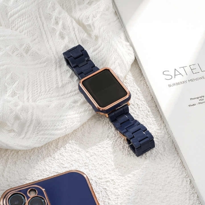 Picture of Apple Watch Strap Belt Series 8 7 5 5 4 4 42/44/45/49Mm Replacement Watch Band For Steel Falls 42/45/49Mm For Pix Apple Clock Acrylic (Dark blue,Freesize)