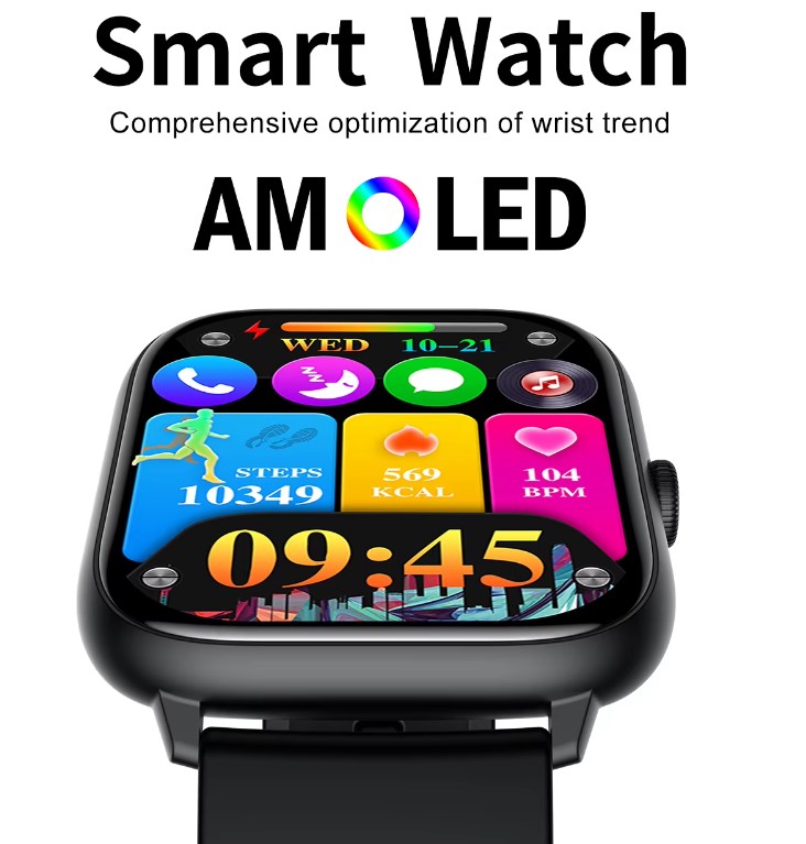 Picture of PIX Shadhin Smartwatch 2.06 Inch 60Hz AMOLED Display, Long Battery, Bluetooth Call, IP68 Water Resistant. spO2 Sensor, Sleep Tracking - Best Android Smartwatch in Bangladesh (Black)