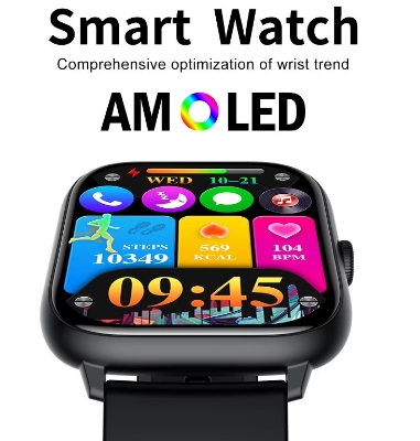 Picture of PIX Shadhin Smartwatch 2.06 Inch 60Hz AMOLED Display, Long Battery, Bluetooth Call, IP68 Water Resistant. spO2 Sensor, Sleep Tracking - Best Android Smartwatch in Bangladesh (Black)