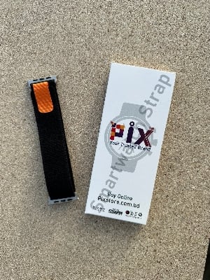 Picture of For Apple Watch Nylon Strap Belt 49mm/45mm/44mm/42mm Trail Loop Band For Apple Watch Strap Nylon Beige Trail Loop Strap for 49mm 44mm 45mm 42mm Watch Strap Series 8 7 5 6 5 4 Multicolor Strap (Black with Orange,Freesize)