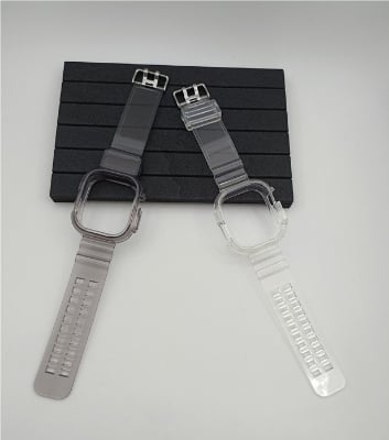 Picture of Pix Apple Watch Case + Strap integrated 49mm Strap for 8th Generation Colorful Transparent Case Belt - 49mm TPU Apple Watch Protective Case and Strap (Black Transparent,Not Specified)