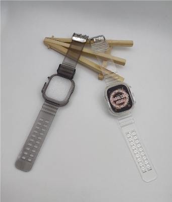 Picture of Pix Apple Watch Case + Strap integrated 49mm Strap for 8th Generation Colorful Transparent Case Belt - 49mm TPU Apple Watch Protective Case and Strap (Black Transparent,Not Specified)