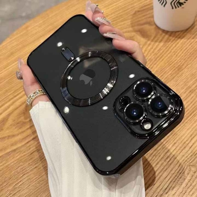 Picture of Premium Magnetic Anti-Scratch Wireless Charging Case for iPhone 15/15 Pro Max/15 Plus/14/14 Pro/14 Pro Max/13 Pro Max/13 Pro/13/13 Mini/12 Pro/12 Pro Max/12 Mini with MagSafe Compatibility (Black,iPhone 15 Pro)