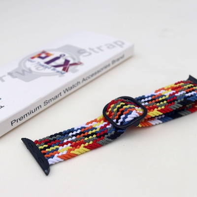 Picture of Pix Apple Watch Elastic Nylon Strap- Nylon Buckle Elastic Strap For 49mm/45mm/44mm/42mm Bracelet Watch Strap Series 8 7 5 6 5 4 Multicolor Strap-Adjustable Elastic Nylon Buckle Apple Watch Strap (Bucket Rainbow,Freesize)