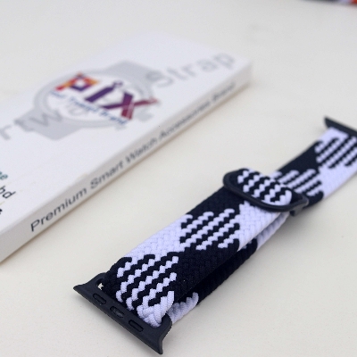 Picture of Pix Apple Watch Elastic Nylon Strap- Nylon Buckle Elastic Strap For 49mm/45mm/44mm/42mm Bracelet Watch Strap Series 8 7 5 6 5 4 Multicolor Strap-Adjustable Elastic Nylon Buckle Apple Watch Strap (Bucket Black White,Freesize)