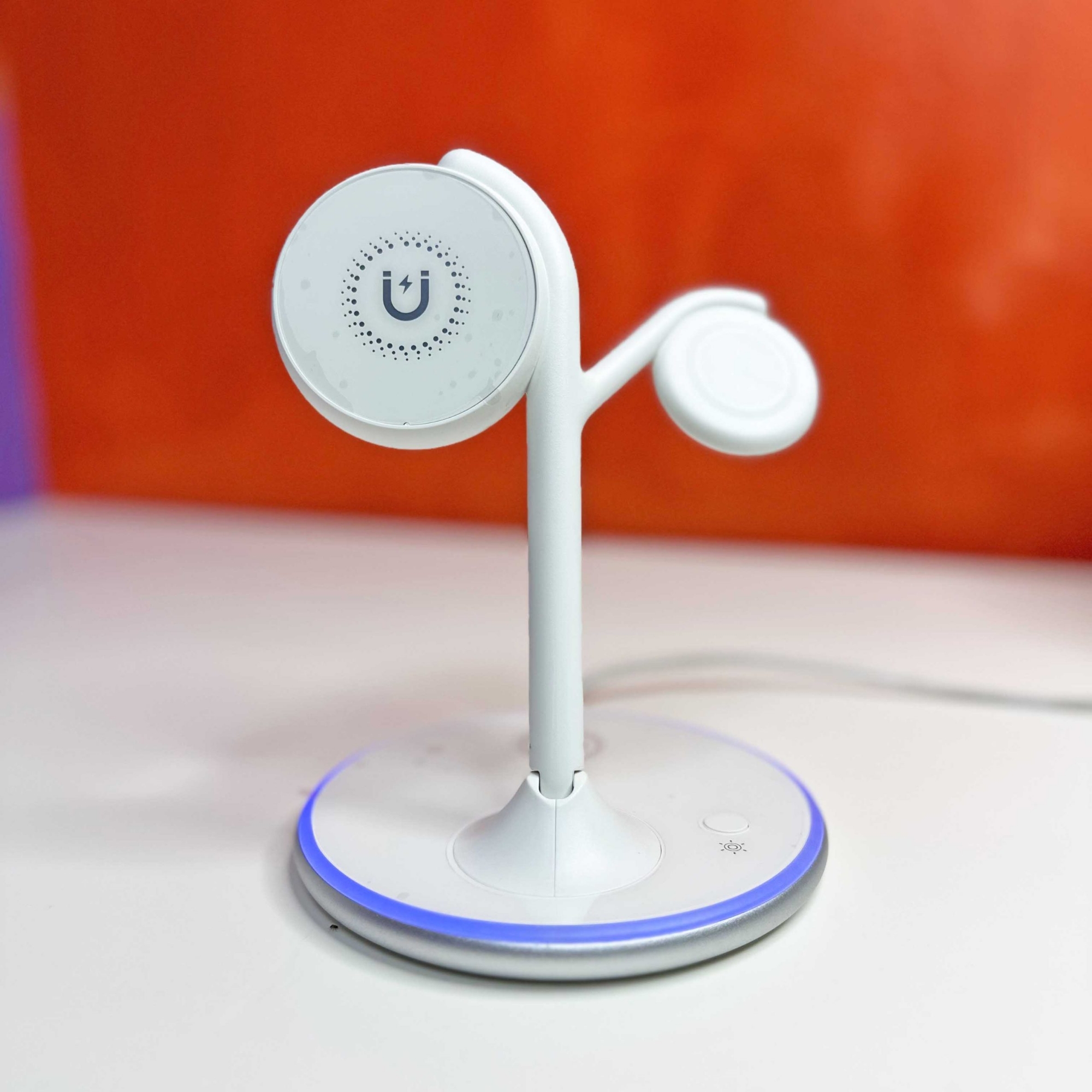 Picture of Pix X516 Magnetic Wireless Charger ( Alloy Foldable )-3 in 1 Magnetic 15W Fast Charging  Stand for iPhone/Samsung/Oneplus/Pixel etc Type-C Holder for iPhone Watches Airpods (White X516)