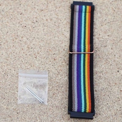 Picture of Pix  20mm Watch Elastic Nylon Strap  Buckle Elastic Strap For 20 mm Bracelet Universal Watch Strap 20mm Replacement Adjustable Strap for Samsung ,Amazfit, Xiaomi, Huawei GT 2/3 Pro Band Watch (Rainbow,Freesize)