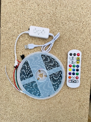 Picture of Pix Programmable RGB 5050 2812IC LED Lights 60LED/144 Led/M 1LED/Cut Colorful LED Strip Lights -5M USB 5V Bluetooth APP Music Function Control Lamp With Remote RGB Light App Control Addressable SPI Mini Pixel LED Controller for Dream Colorful Strip (Only LED Strip 5 Meter ( 60 LED/M))