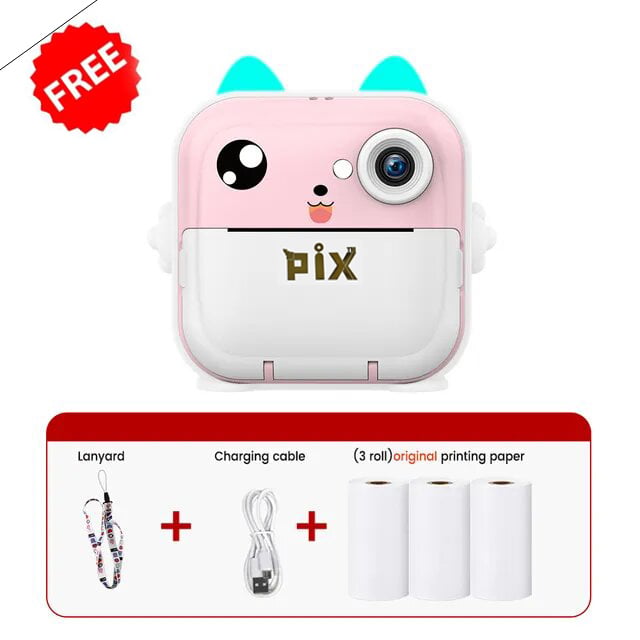 Picture of Pix Instant Thermal Printing Mini Digital Camera-Children Instant Fun Print Camera Kids Video Photography Digital Photo Camera Mini Thermal Printer With Free 3 Piece Thermal Paper- Best Birthday Gift Children Instant Print Camera (Pink)