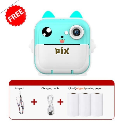 Picture of Pix Instant Thermal Printing Mini Digital Camera-Children Instant Fun Print Camera Kids Video Photography Digital Photo Camera Mini Thermal Printer With Free 3 Piece Thermal Paper- Best Birthday Gift Children Instant Print Camera (Blue)