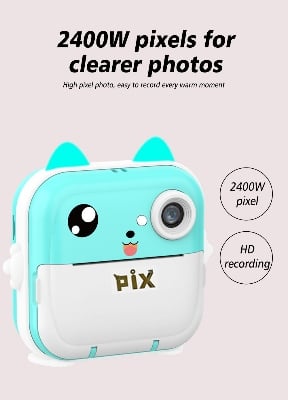Picture of Pix Instant Thermal Printing Mini Digital Camera-Children Instant Fun Print Camera Kids Video Photography Digital Photo Camera Mini Thermal Printer With Free 3 Piece Thermal Paper- Best Birthday Gift Children Instant Print Camera (Blue)