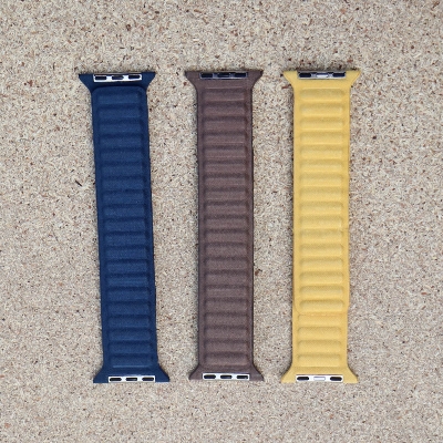 Picture of Pix Apple Watch Magnetic Nylon Strap Belt - Adjustable Magnetic Nylon Loop Strap for Apple Watch 42/44/45/49mm-Double Side Same Color High Quality Magnetic Strap (Yellow,Freesize)