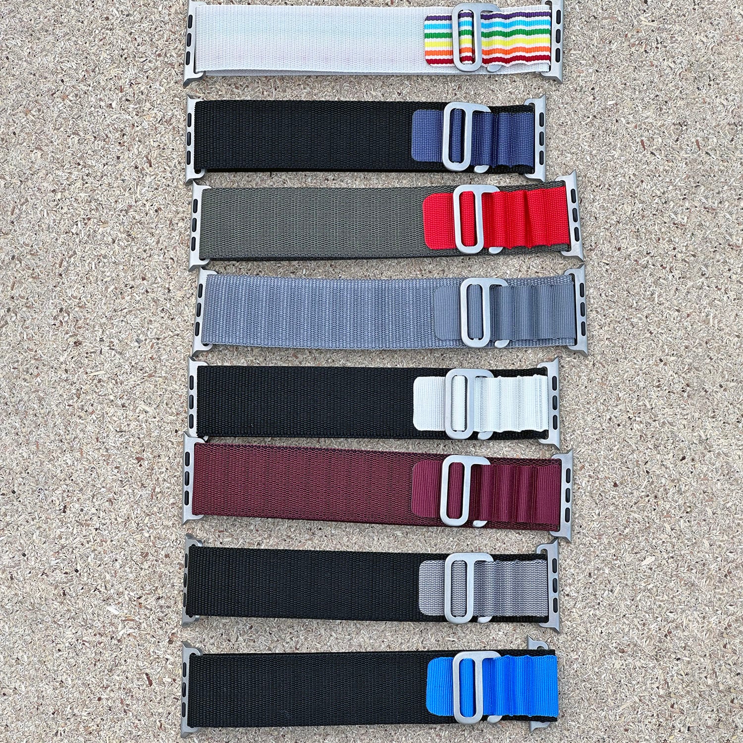Picture of Metal Alpine Nylon Strap Band for KD99 ,HW8, DT8, S8 Max,T800, W68, TW8,HW8,Watch 8 Ultra, GS8 Ultra, N8, ZD8, Ultra Watch Series 8 Ultra Smart Watch Trail Metal Hook Loop Strap 42mm/44mm/45mm/49mm (Black and Red,Freesize)