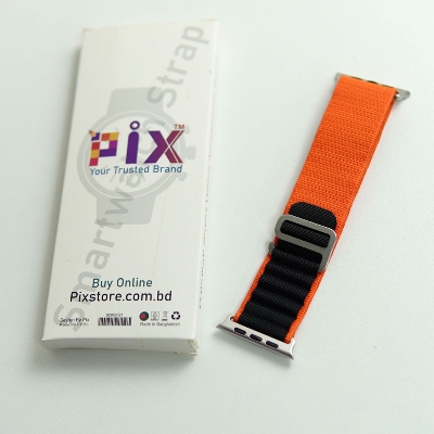 Picture of Metal Alpine Nylon Strap Band for KD99 ,HW8, DT8, S8 Max,T800, W68, TW8,HW8,Watch 8 Ultra, GS8 Ultra, N8, ZD8, Ultra Watch Series 8 Ultra Smart Watch Trail Metal Hook Loop Strap 42mm/44mm/45mm/49mm (Orange Black,Freesize)