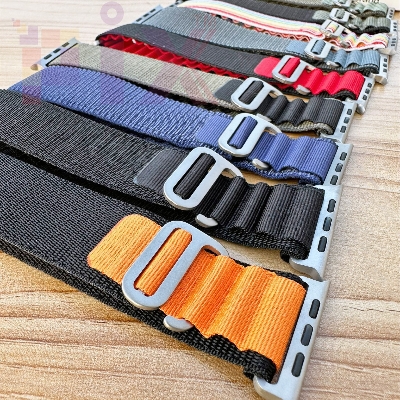 Picture of Metal Alpine Nylon Strap Band for KD99 ,HW8, DT8, S8 Max,T800, W68, TW8,HW8,Watch 8 Ultra, GS8 Ultra, N8, ZD8, Ultra Watch Series 8 Ultra Smart Watch Trail Metal Hook Loop Strap 42mm/44mm/45mm/49mm (Orange Black,Freesize)