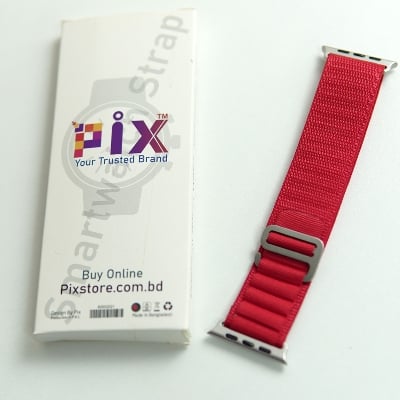 Picture of Metal Alpine Nylon Strap Band for KD99 ,HW8, DT8, S8 Max,T800, W68, TW8,HW8,Watch 8 Ultra, GS8 Ultra, N8, ZD8, Ultra Watch Series 8 Ultra Smart Watch Trail Metal Hook Loop Strap 42mm/44mm/45mm/49mm (Full Red,Freesize)