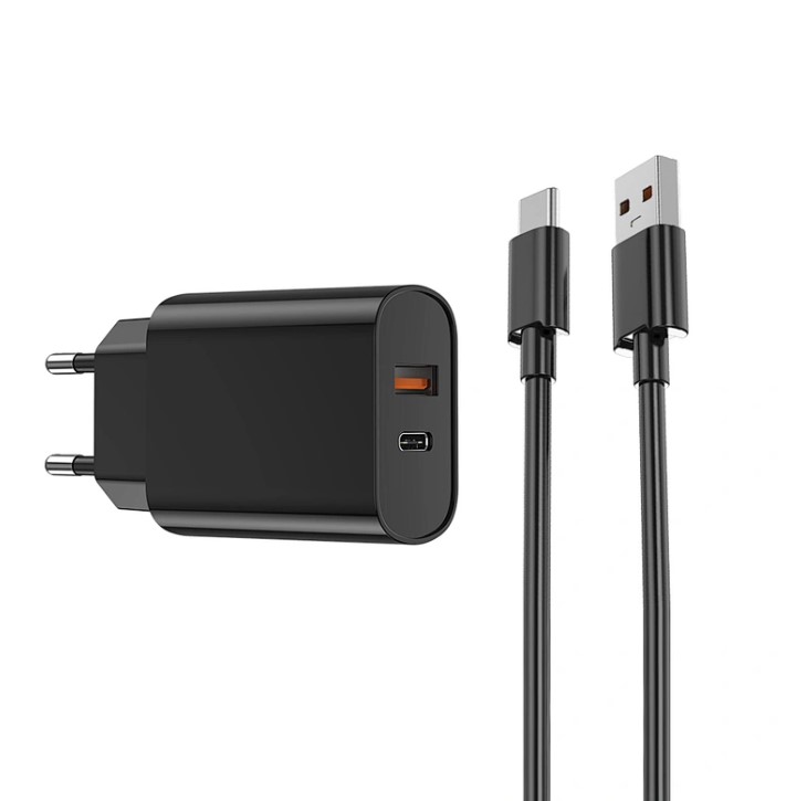 Picture of WiWU 20W PD+QC USB Type C Charger with Cable Set-WiWU Wi-U002 High Quality 20W PD+QC USB Type C Charger Fast Charging Charger Wall Charger With EU Plug for iPhone Android (Wi-U002 White)