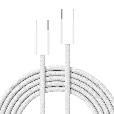Picture of Pix 60W Nylon Braid Double Type-C PD Fast Charger Cable-1m 60W Nylon Braid USB Type C to Type C Fast Charger Cable For Apple iPhone 15 Pro Max MacBook iPad pro12 Samsung S23 S22 (60W-White)