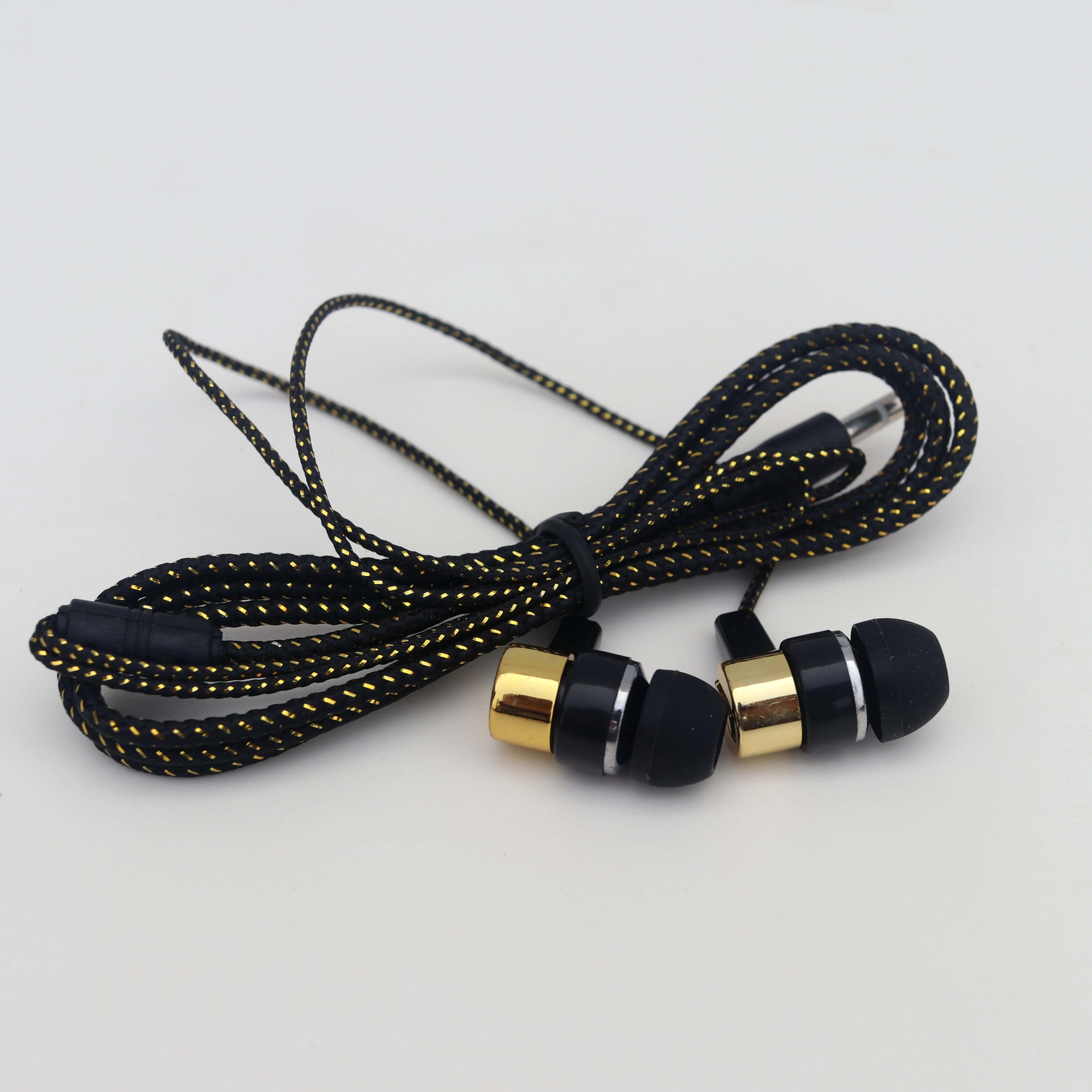 Picture of In-Ear Earphone-3.5mm Super Bass In-Ear Earphone Braided Wire Headset -Fashionable Wiring Cloth Cord Subwoofer Headphones In-Ear Braided Cord Wired Earplugs (KIN K-808 Type C)
