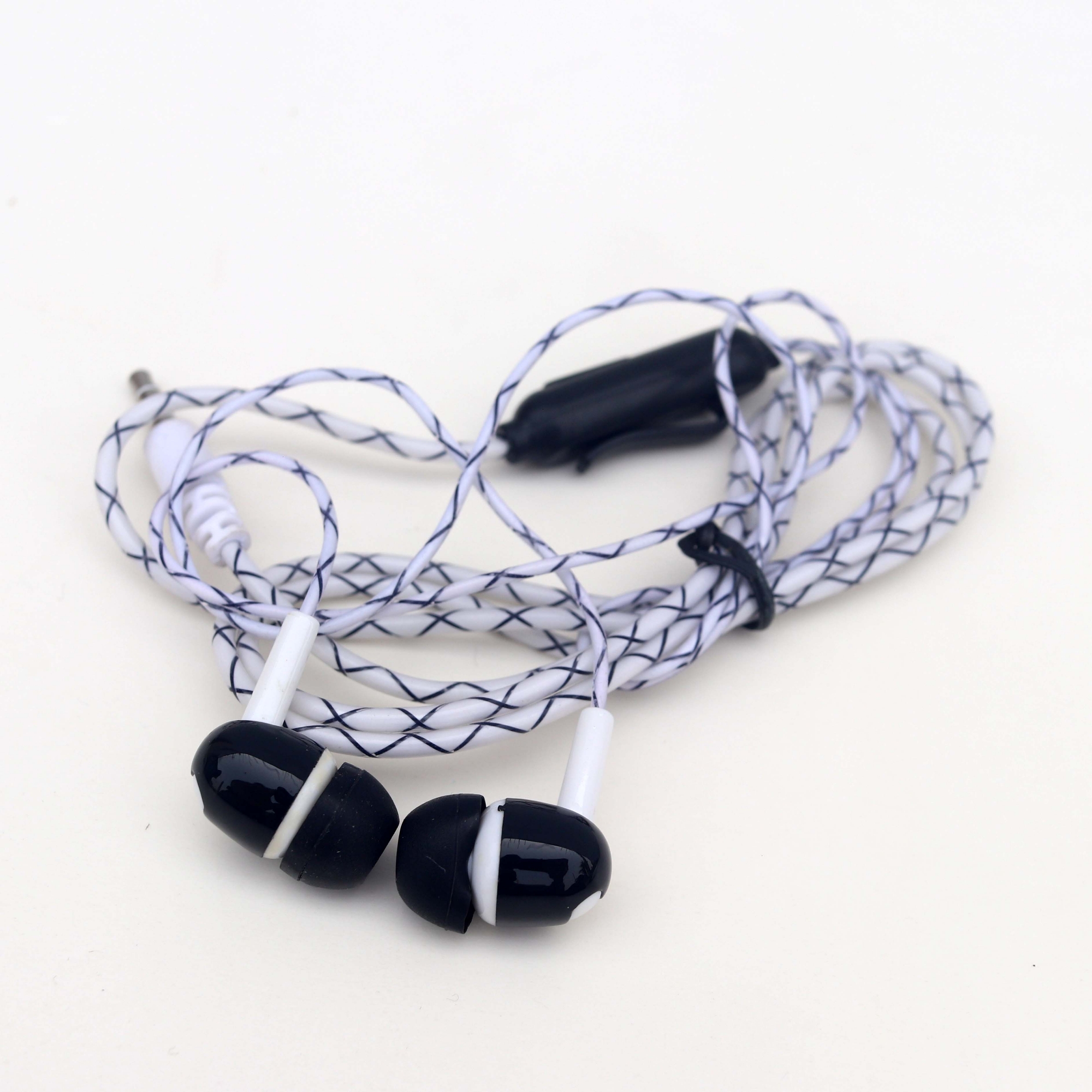 Picture of New Earphone Set- 3.5mm Super Bass In-Ear Earphone Fluorescent Sports Headset-New Headset Wire-Controlled With Mic-Fashionable In-Ear Braided Cord Wired Earplugs (White Yellow)
