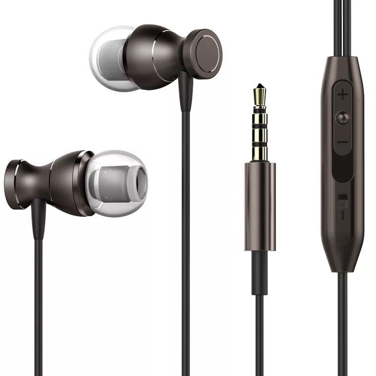 Picture of Magnetic Earphones with Mic Buds- 3.5mm Magnetic Super Bass In-Ear Earphone-In-Ear Magnet Earphones, Volume Adjustment Earphones With Mic, Suitable For Universal For Android Phones (Black Grey)
