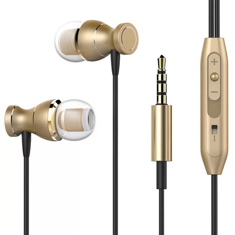 Picture of Magnetic Earphones with Mic Buds- 3.5mm Magnetic Super Bass In-Ear Earphone-In-Ear Magnet Earphones, Volume Adjustment Earphones With Mic, Suitable For Universal For Android Phones (Black Gold)