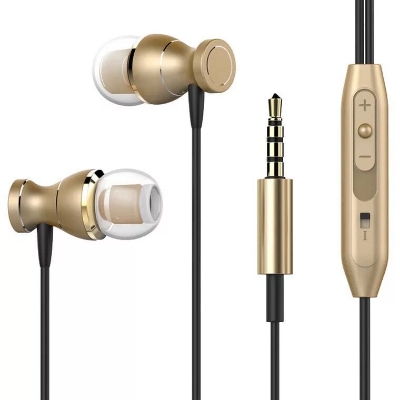 Picture of Magnetic Earphones with Mic Buds- 3.5mm Magnetic Super Bass In-Ear Earphone-In-Ear Magnet Earphones, Volume Adjustment Earphones With Mic, Suitable For Universal For Android Phones (Black Gold)