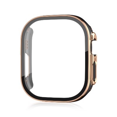 Picture of Pix Apple Watch 49mm Dual Color Protector Case- Dual Color Tempered Glass Screen Protector + Watch Case For Apple Watch Series 8- 49mm-Primium Quality Two -Color PC+ Tempered Film Protection Case (49 mm Black With Rose gold)