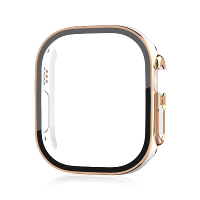 Picture of Pix Apple Watch 49mm Dual Color Protector Case- Dual Color Tempered Glass Screen Protector + Watch Case For Apple Watch Series 8- 49mm-Primium Quality Two -Color PC+ Tempered Film Protection Case (49 mm Black With Rose gold)