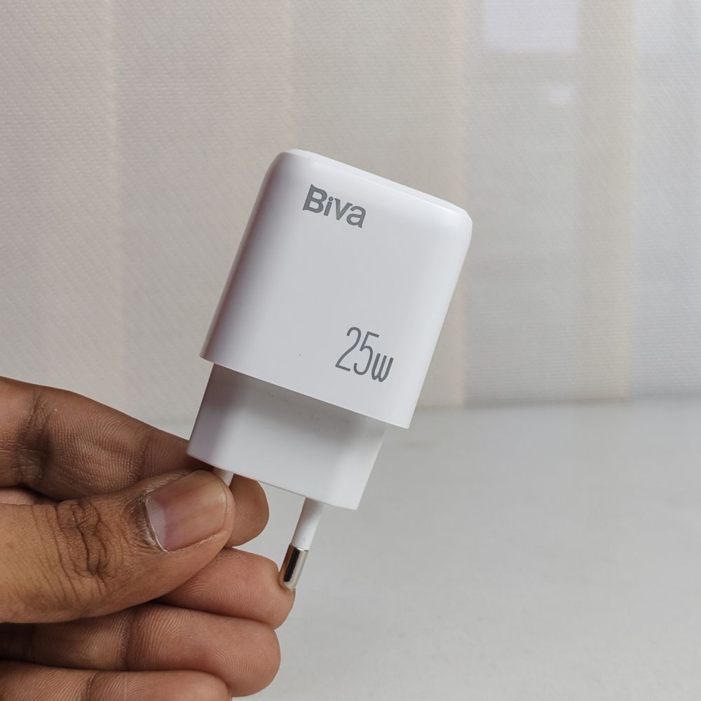 Picture of Biva 25w PD+QC3.0 Fast Charger For Mobile, Tablets, Power Banks and other PD-enabled gadgets, Mobile charger (White,Universal)